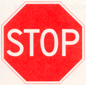 Stop; verleen voorrang aan bestuurders op de kruisende weg Stop; verleen voorrang aan bestuurders op de kruisende weg