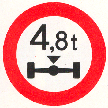 Gesloten voor voertuigen waarvan de aslast hoger is dan op het bord is aangegeven Gesloten voor voertuigen waarvan de aslast hoger is dan op het bord is aangegeven