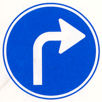 Gebod tot het volgen van de rijrichting die op het bord is aangegeven Gebod tot het volgen van de rijrichting die op het bord is aangegeven
