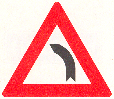 Let op: Bocht naar links Let op: Bocht naar links