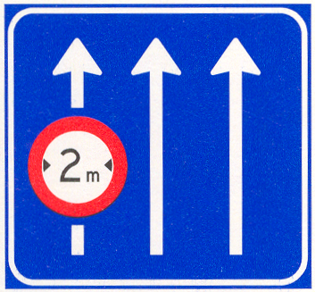 Verkeersbord geldt alleen voor de aangegeven rijstrook/rijstroken Verkeersbord geldt alleen voor de aangegeven rijstrook/rijstroken